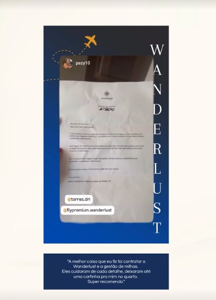 Depoimento de Patrizia Parenti sobre a Wanderlust e a gestão de milhas